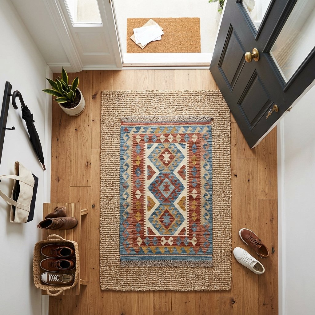 34 Flat Entrance Decor Ideas That Make Tiny Spaces Feel Huge 4 Entryway Rug Layering Ideas