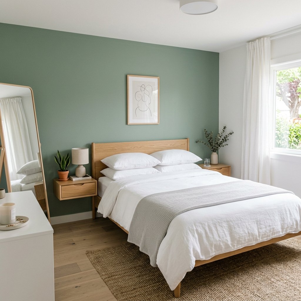 33 Sage Green Bedroom Ideas You'll Want to Pin Now 12 Sage Green Accent Wall Idea