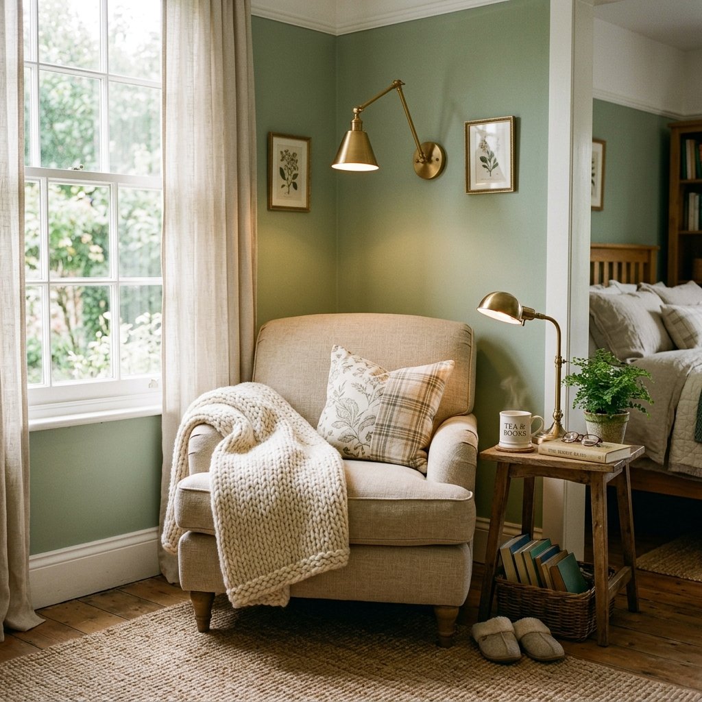 33 Sage Green Bedroom Ideas You'll Want to Pin Now 31 Sage Green Reading Nook Idea