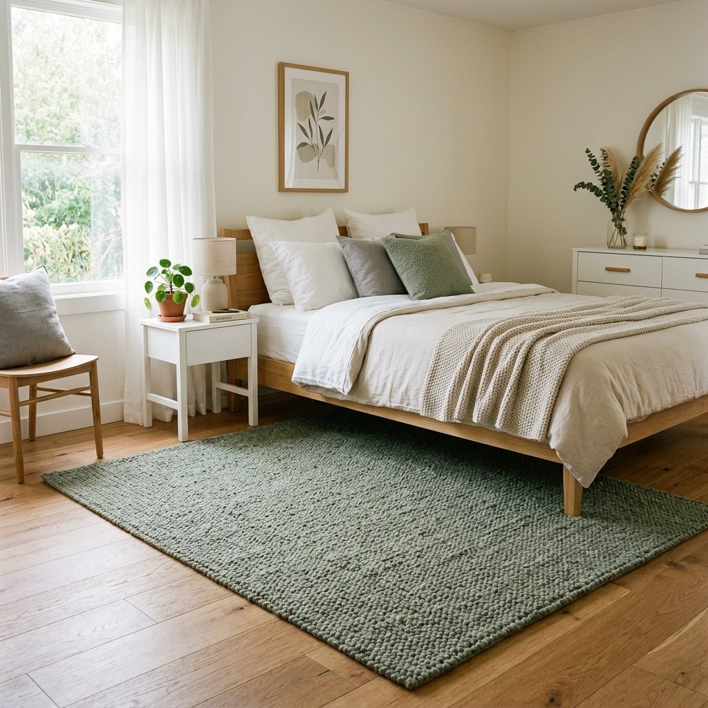 33 Sage Green Bedroom Ideas You'll Want to Pin Now 17 Sage Green Rug Idea