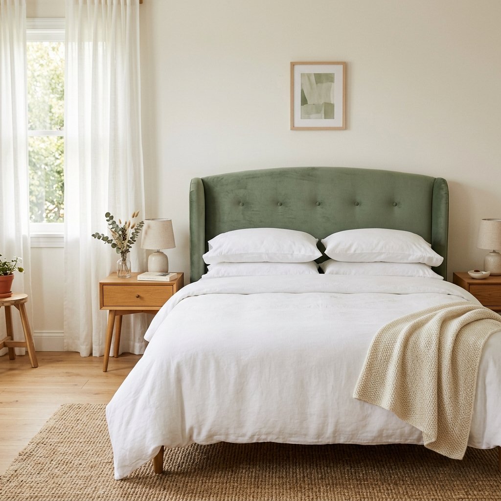 33 Sage Green Bedroom Ideas You'll Want to Pin Now 14 Sage Green Headboard Idea