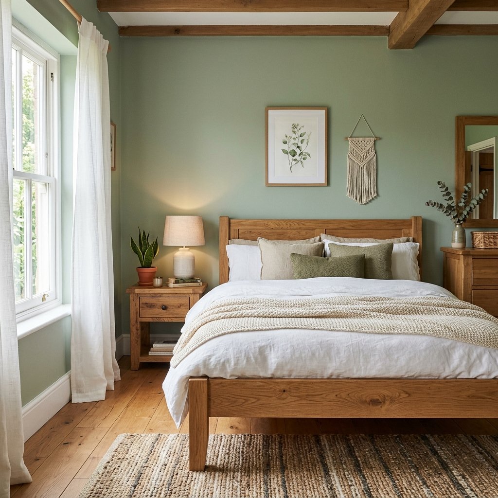33 Sage Green Bedroom Ideas You'll Want to Pin Now 5 Sage Green and Wood Bedroom Idea