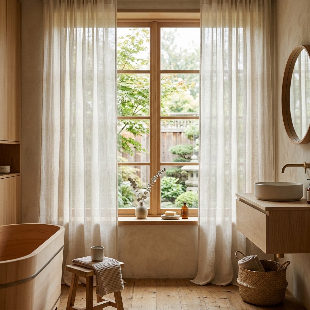 27 Japandi Bathroom Design Ideas for a Calm Retreat 24 Japandi Bathroom Window Treatment Ideas