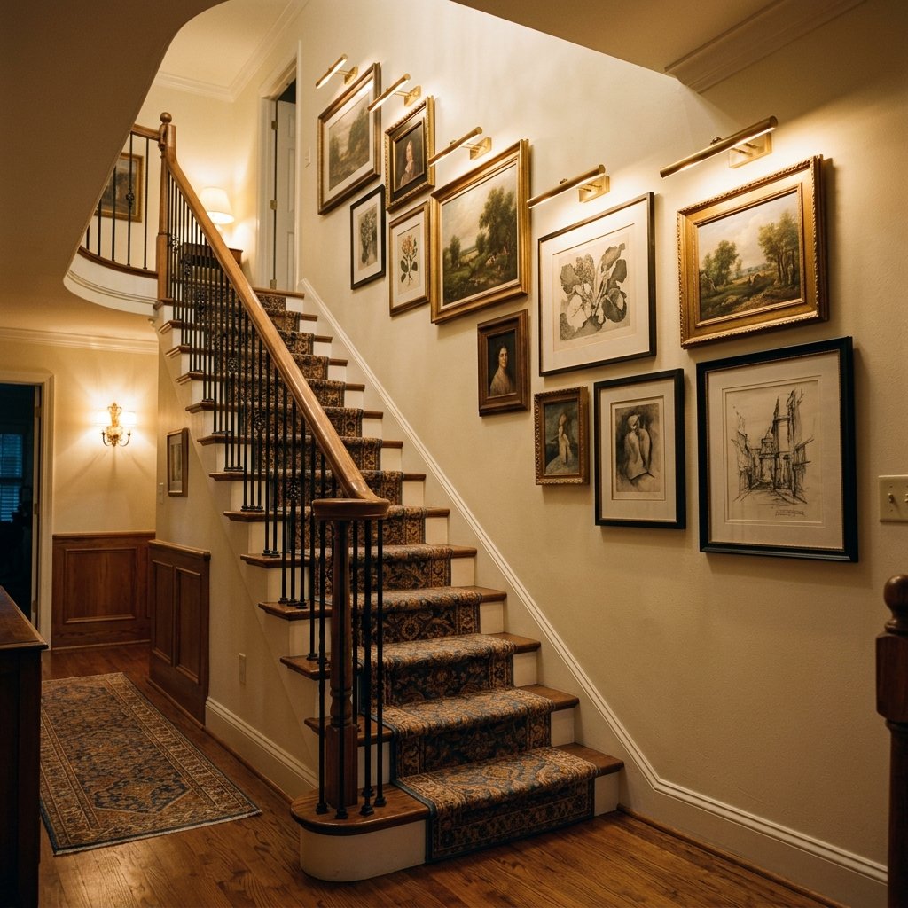 Staircase Wall With Lighting Ideas