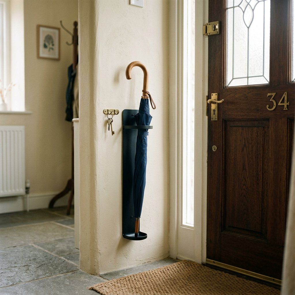 34 Flat Entrance Decor Ideas That Make Tiny Spaces Feel Huge 21 Wall-Mounted Umbrella Stand Ideas