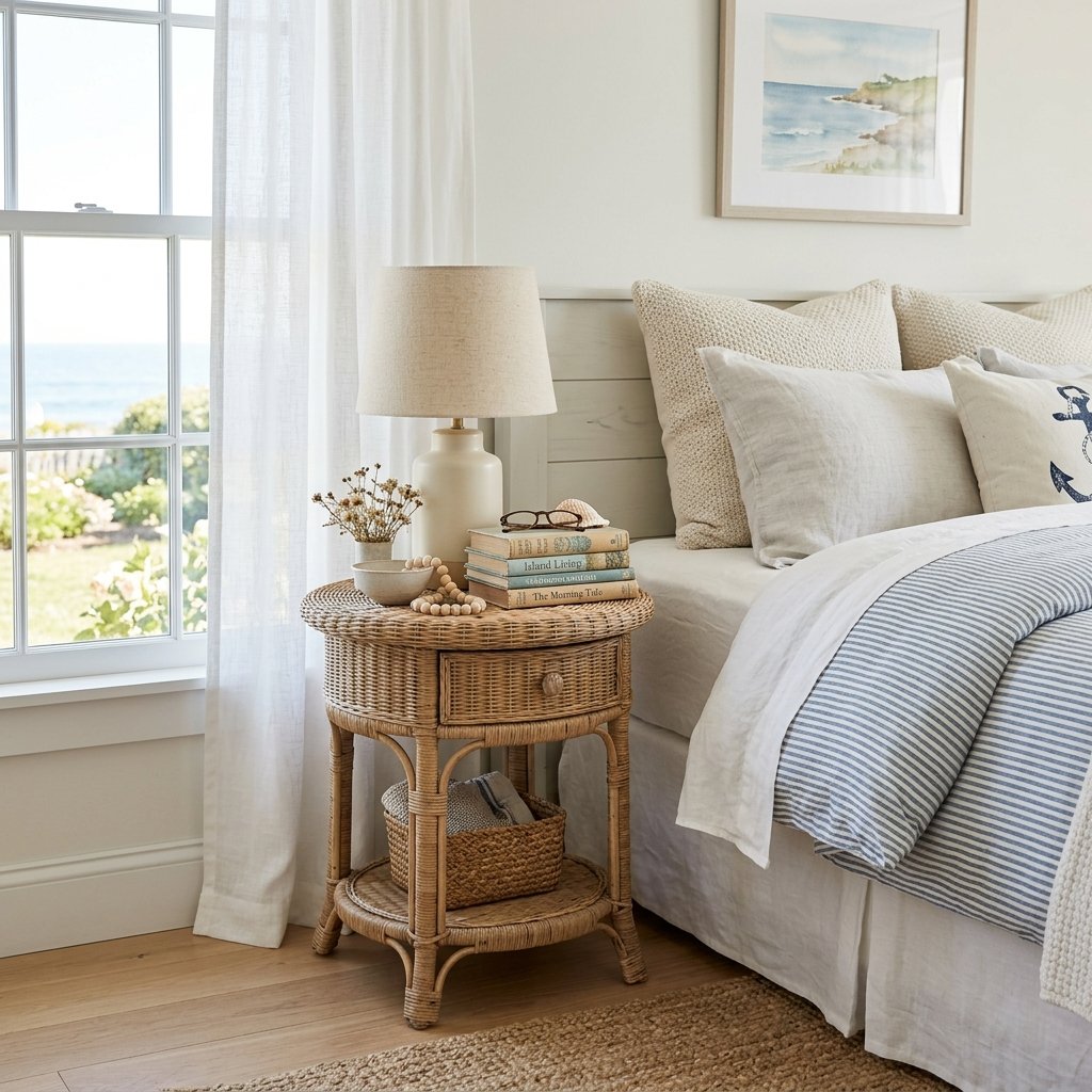 Wicker Bedside Table Idea