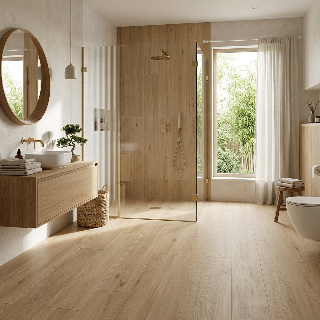 27 Japandi Bathroom Design Ideas for a Calm Retreat 20 Japandi Bathroom Flooring Ideas