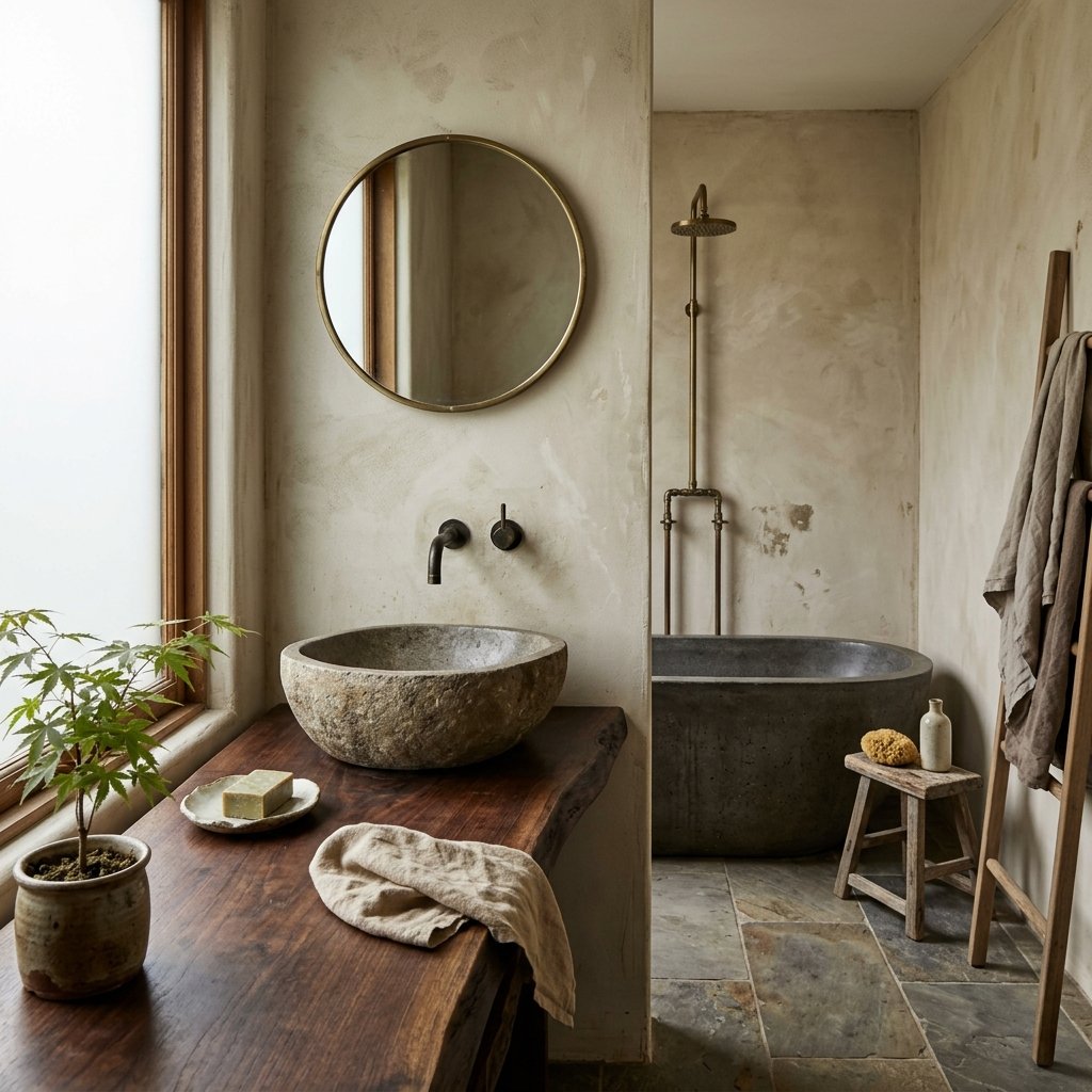 27 Wabi Sabi Bathroom Ideas That Feel Calm, Raw & Beautiful 1 wabi sabi bathroom