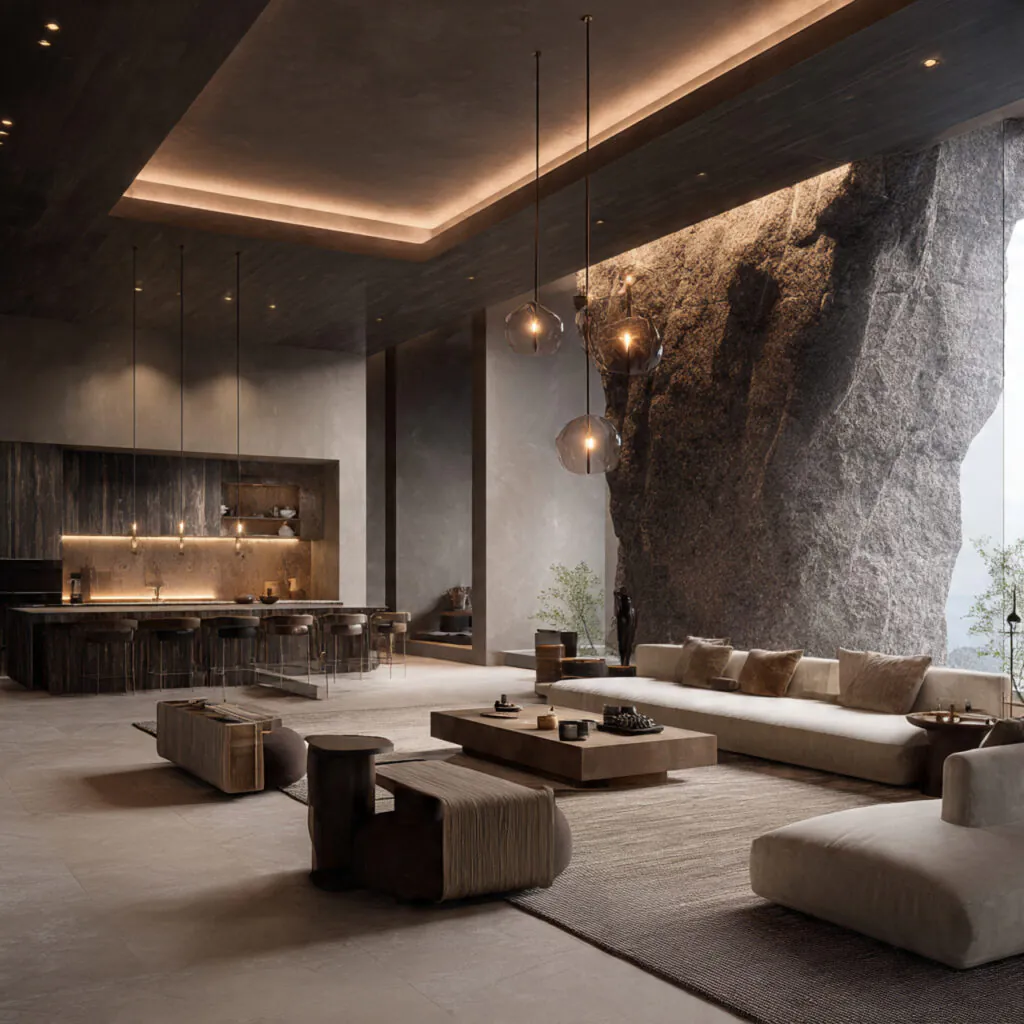 Textured Wall Feature Open Layout Idea
