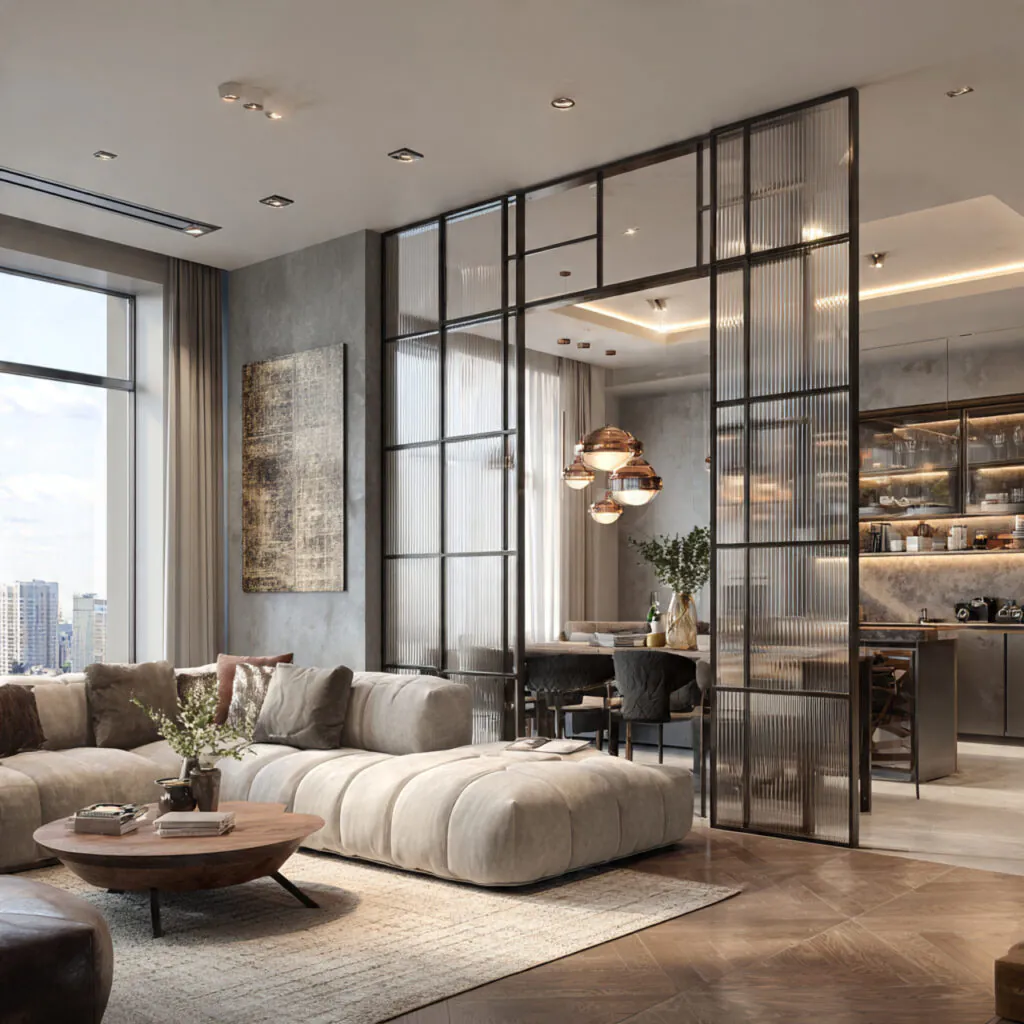 Glass-Divider Inspired Open Layout Idea