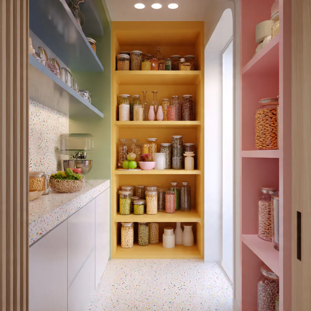 Colorful small pantry ideas
