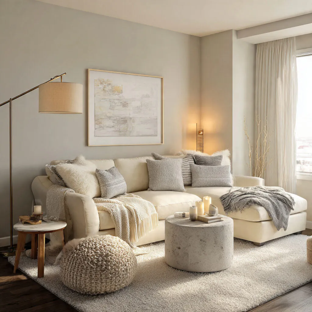 Soft Neutral Palette Compact Living Room Idea