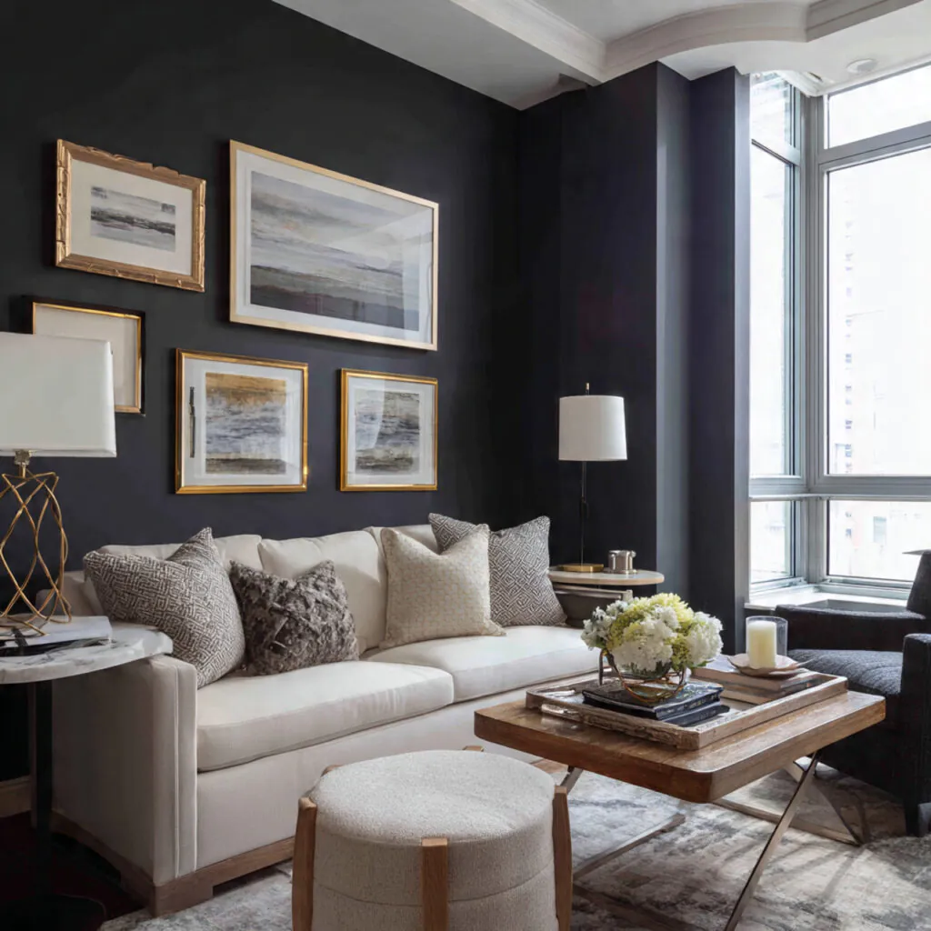 Monochrome Black-and-White Compact Living Room Idea