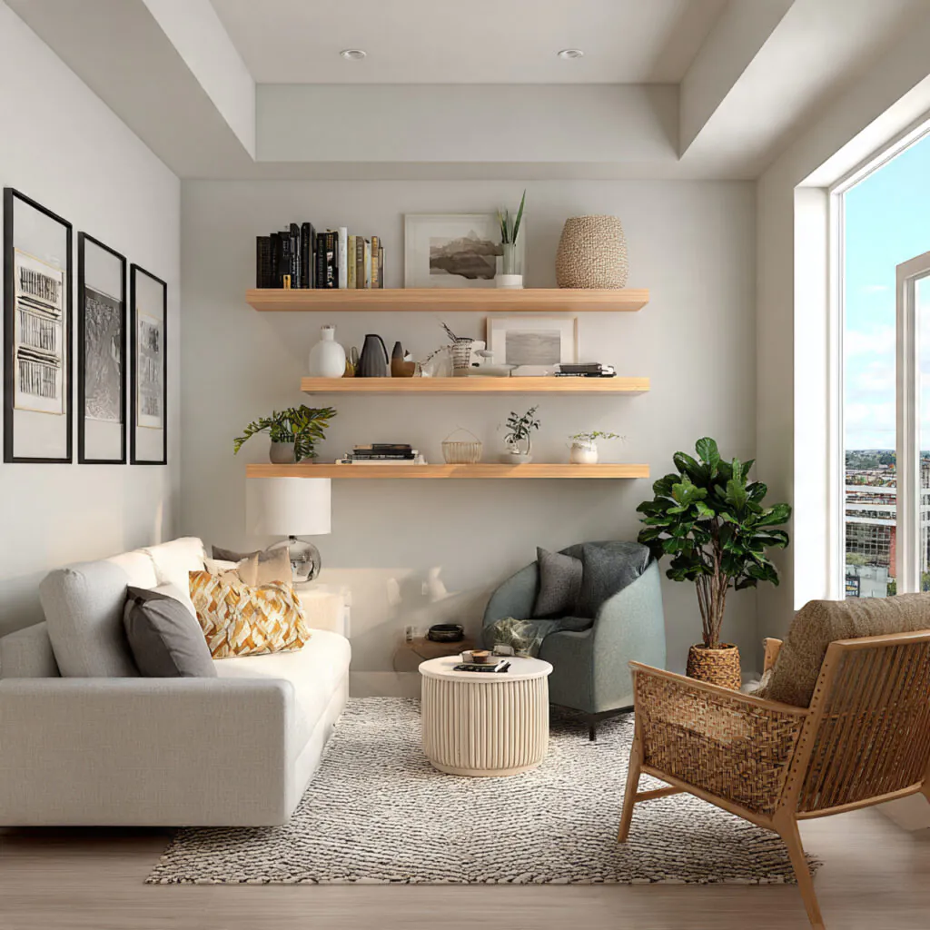 Pastel Accent Compact Living Room Idea