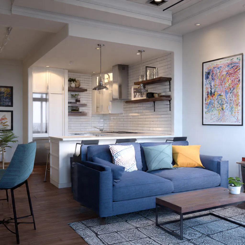 Compact Open-Concept Living Room Idea