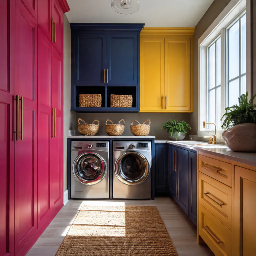 Bold Color Pantry Ideas in Laundry Rooms