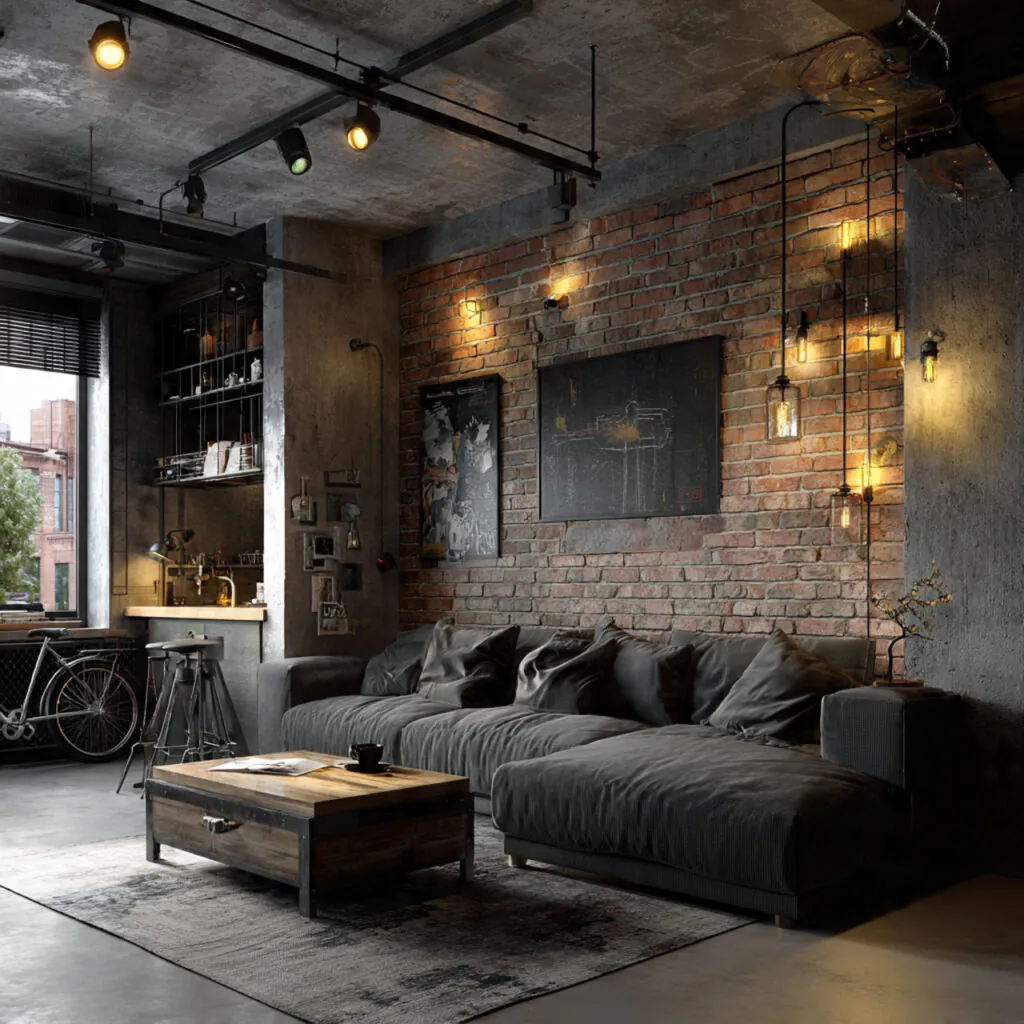 Industrial Chic Compact Living Room Idea
