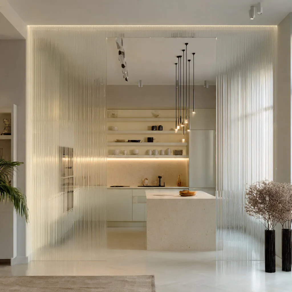 Glass Partition Kitchen Idea