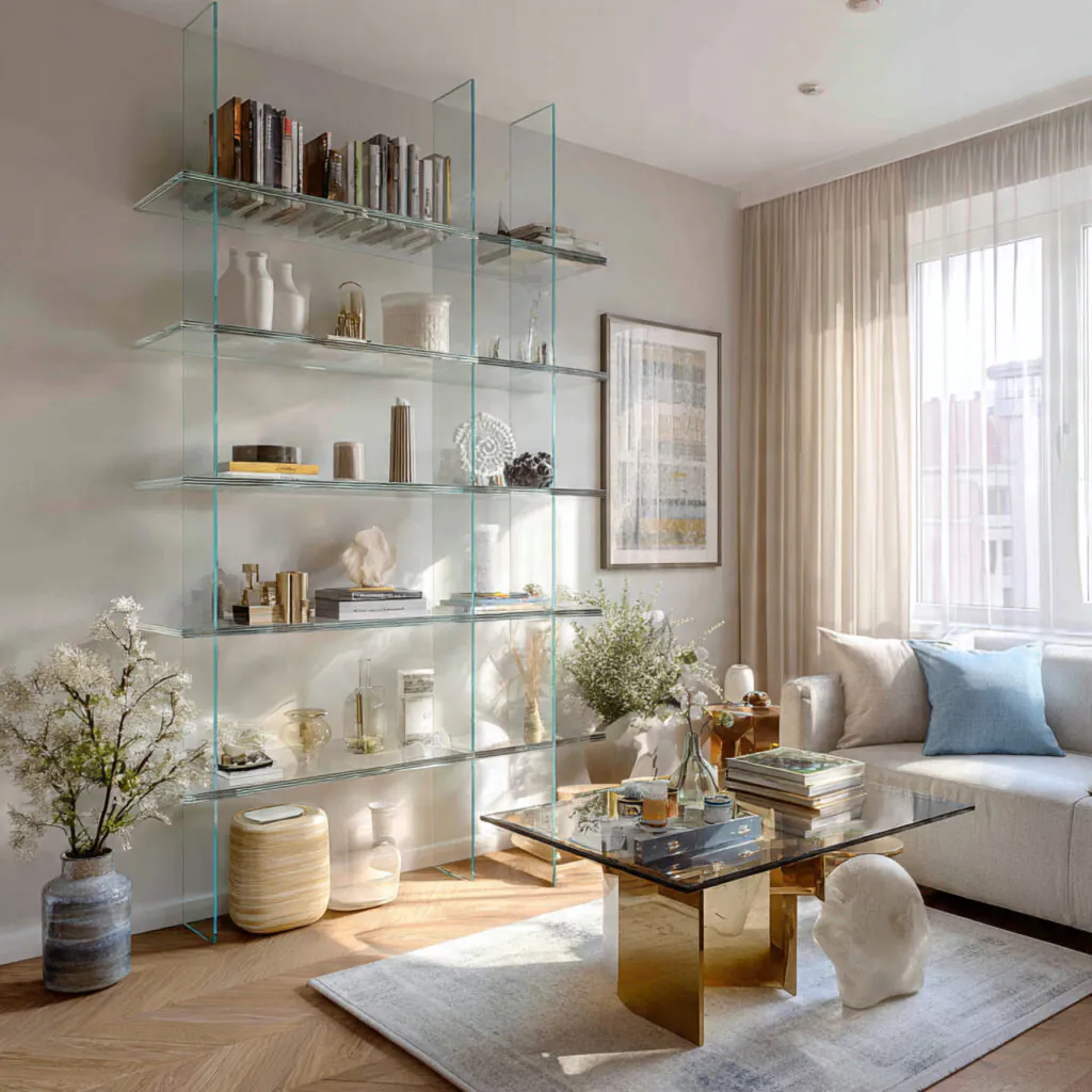 Elegant Glass Accent Living Room Idea