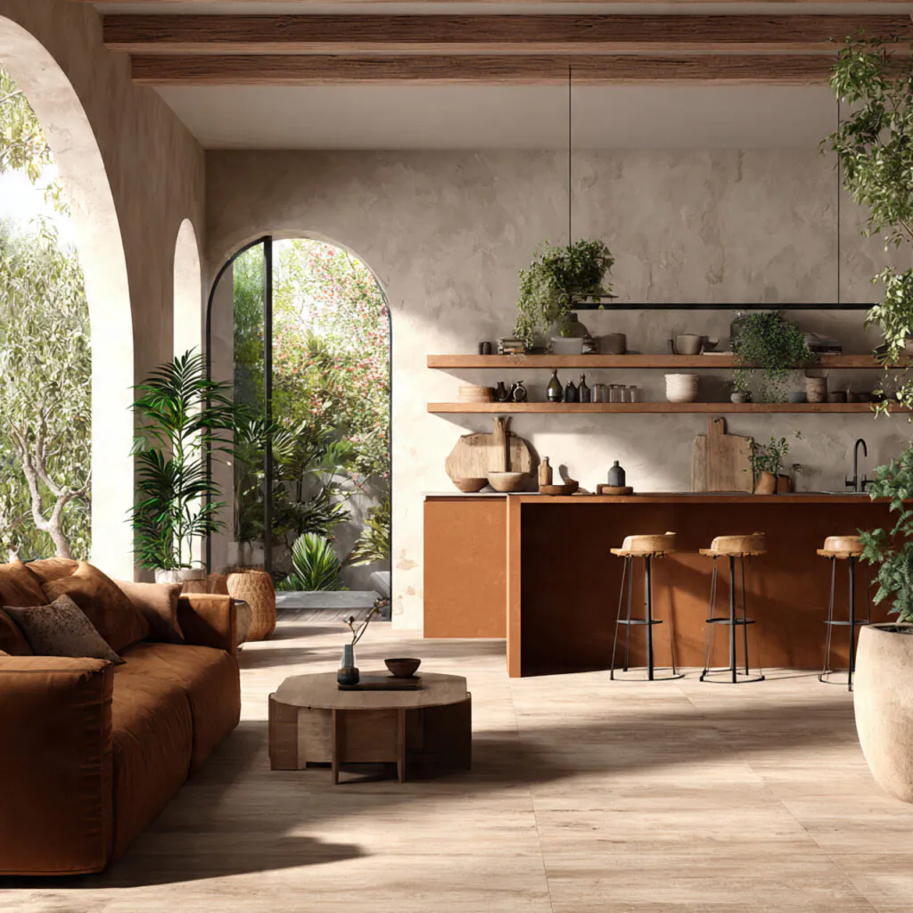 Earth-Inspired Open Kitchen Living Idea