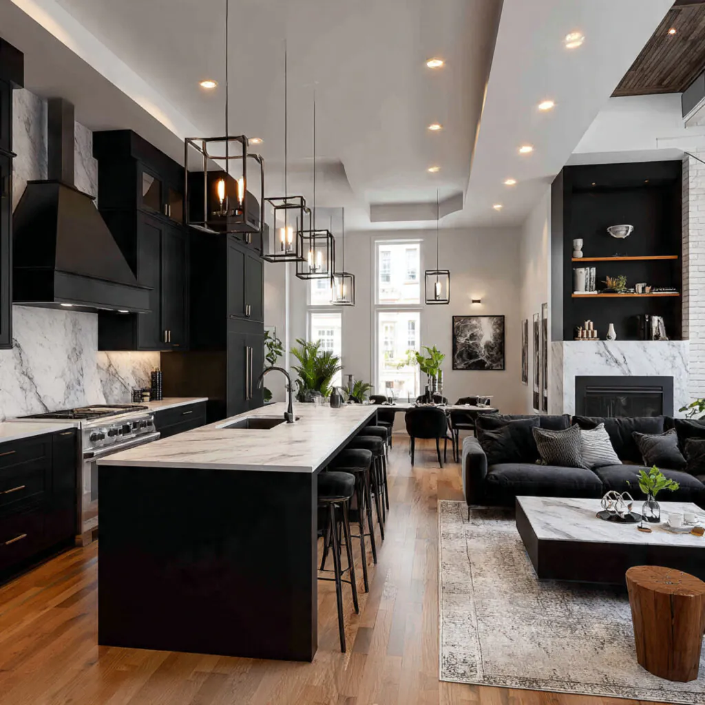 High-Contrast Black and White Open Layout Idea