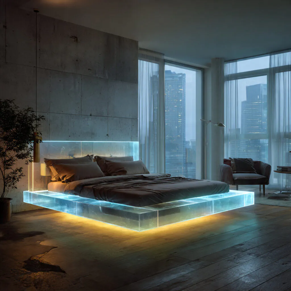 Floating Bio-Acetate Bed Frames