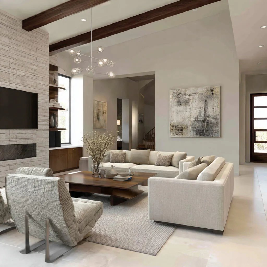 Neutral Contemporary Living Room Makeover Ideas