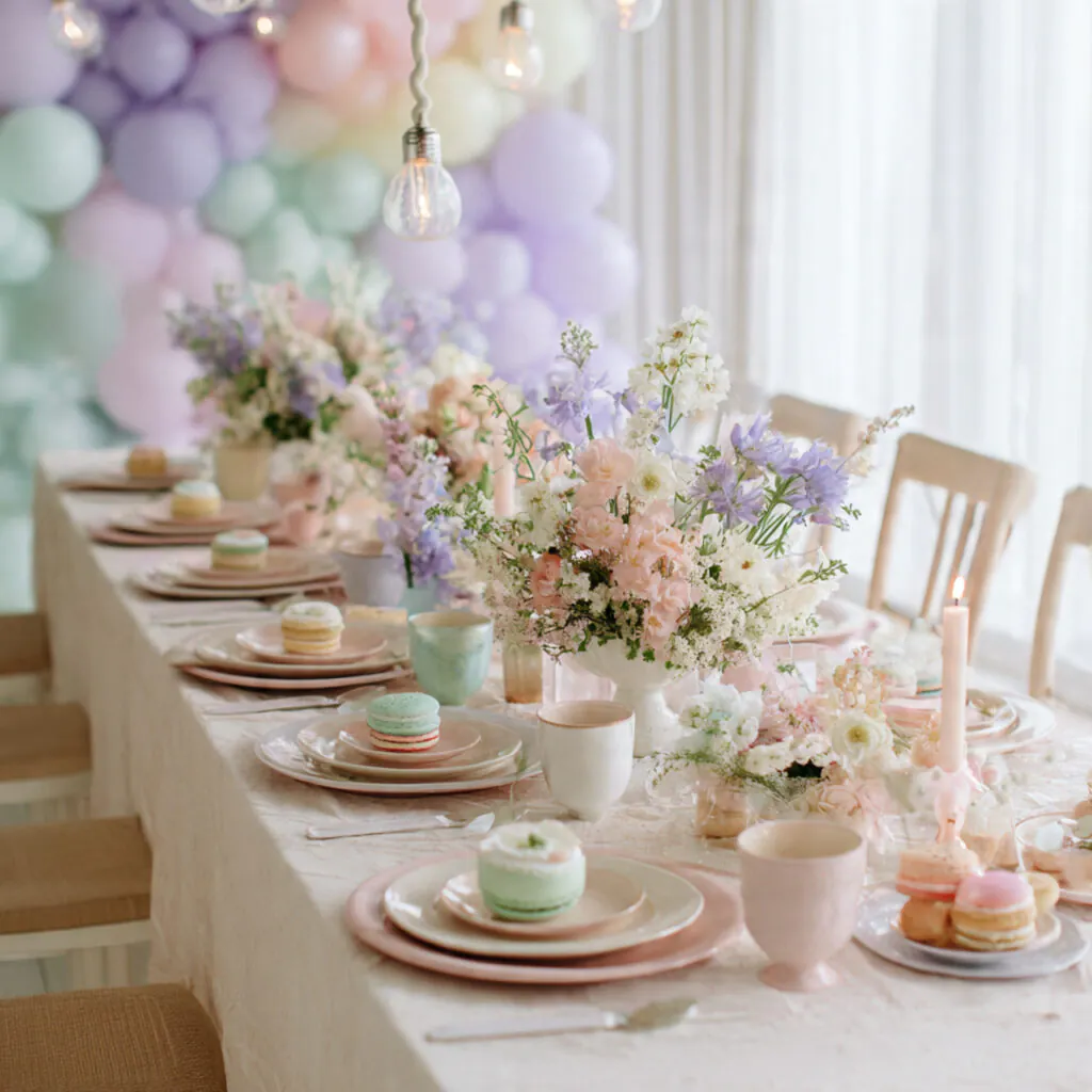 28 Party Table Setup Ideas for Stunning Celebrations 9 Pastel Themed Table Ideas