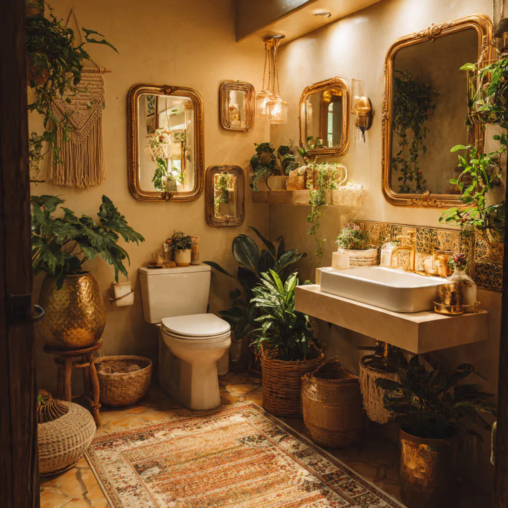 Bohemian Gold Bathroom Decor Ideas