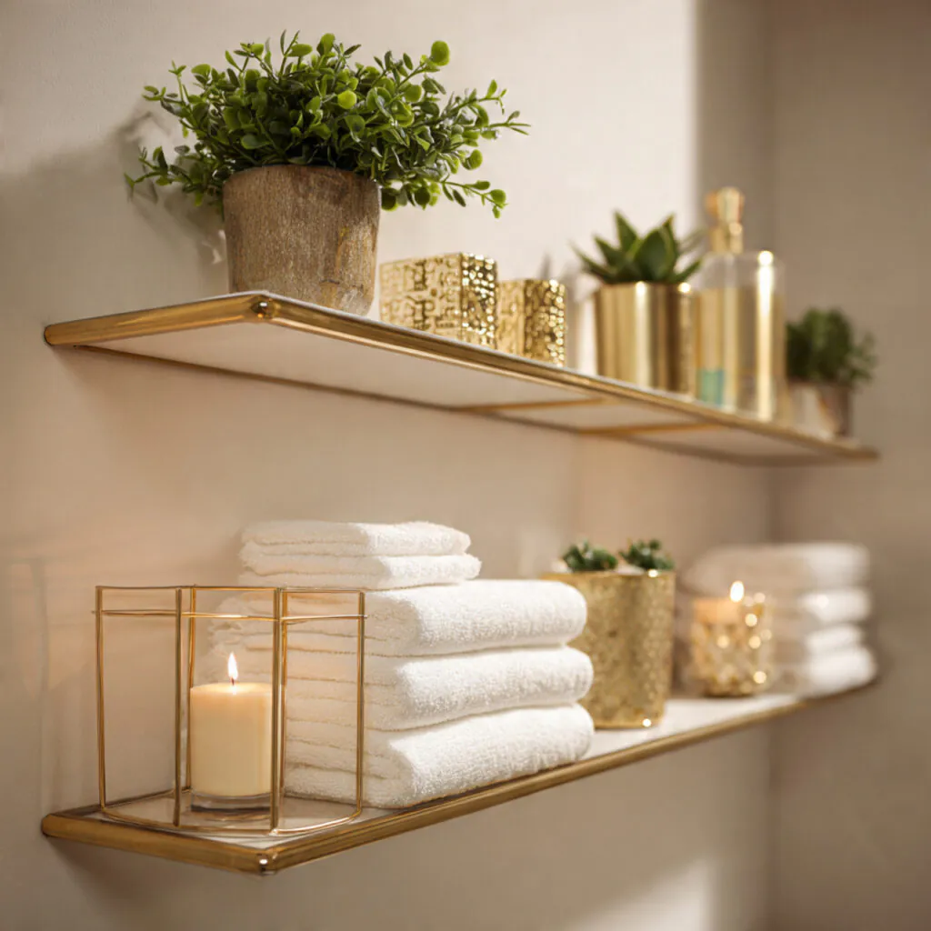 Gold Bathroom Decor Shelf Ideas