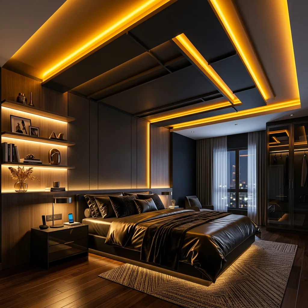 LED Strip Light Ceiling Ideas for Bedroom