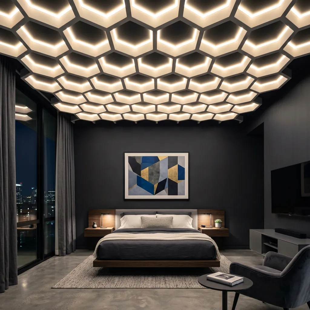 Geometric Pattern Ceiling Ideas for Bedroom