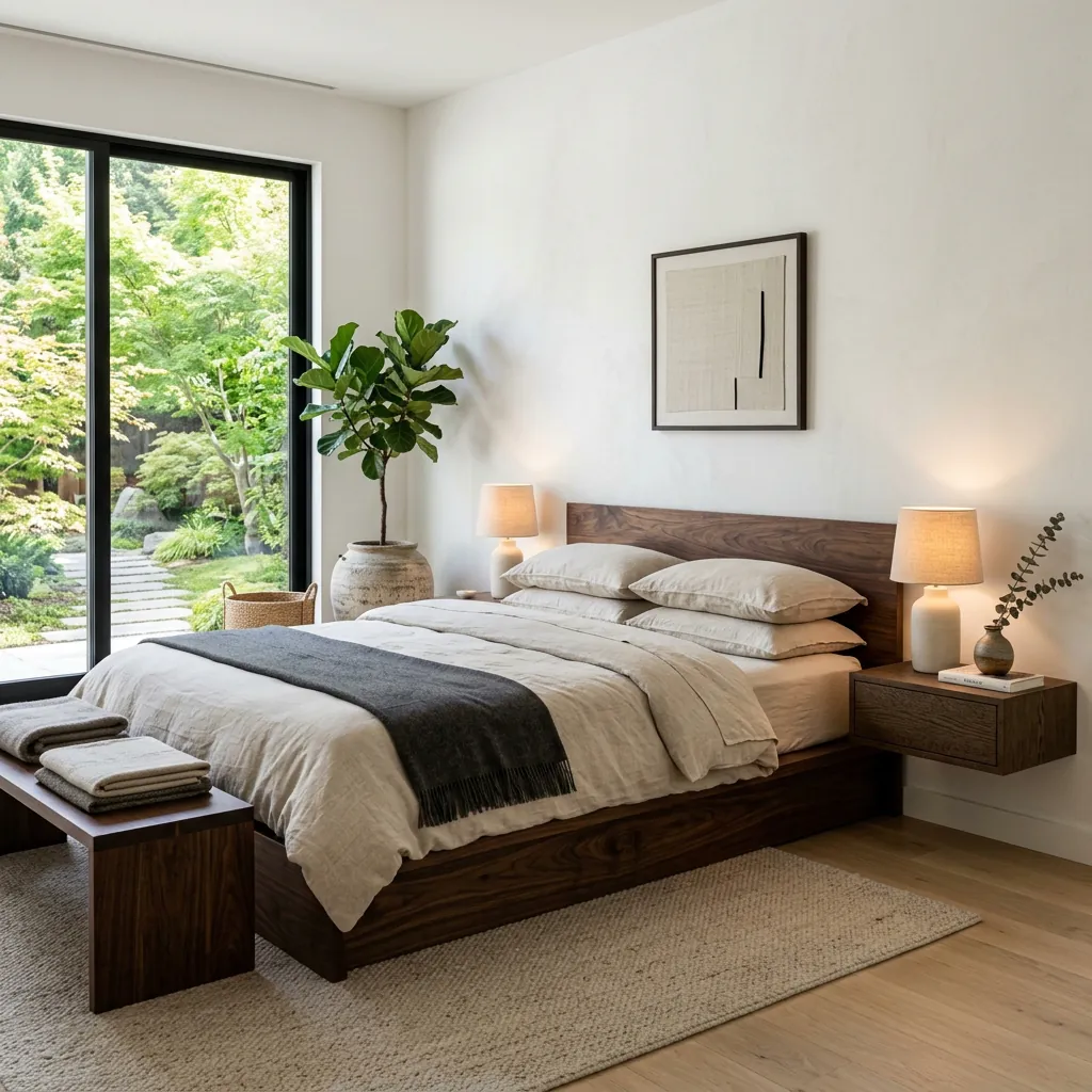 Japandi Dark Wood Bedroom Ideas