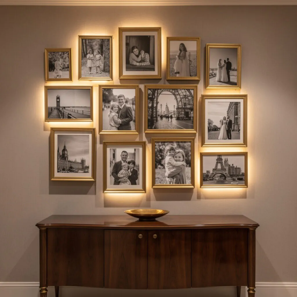 Black and Gold Gallery Wall Ideas With Mirrors