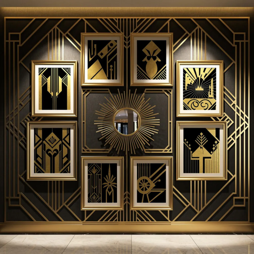 Modern Luxury Gallery Wall Ideas Black and Gold