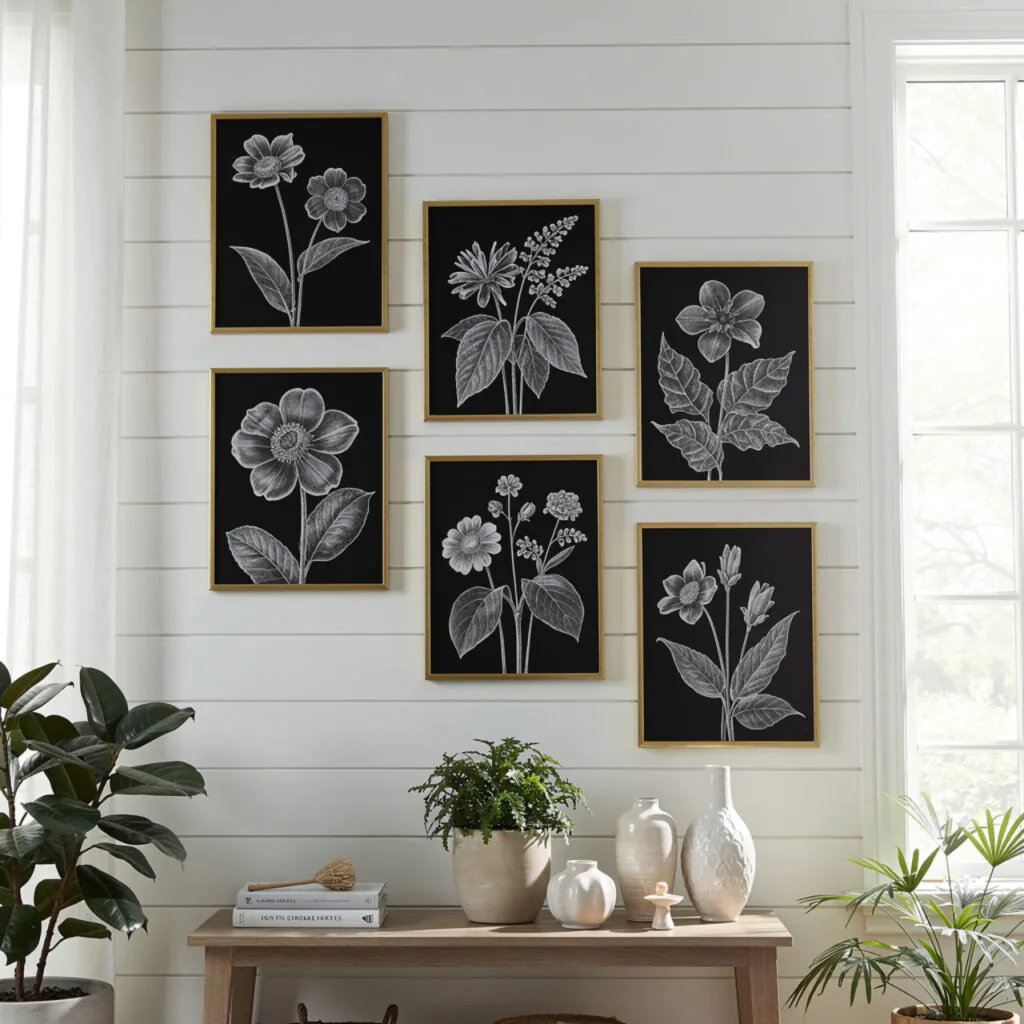 Black and Gold Abstract Art Gallery Wall Ideas