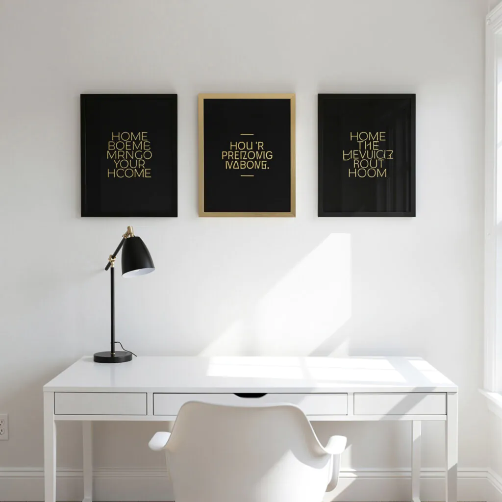 Black and Gold Home Office Gallery Wall Ideas
