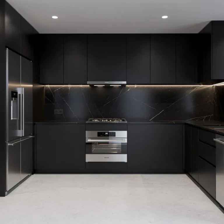 black kitchen interior