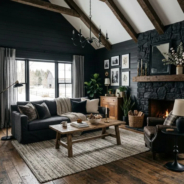 black farmhouse living room