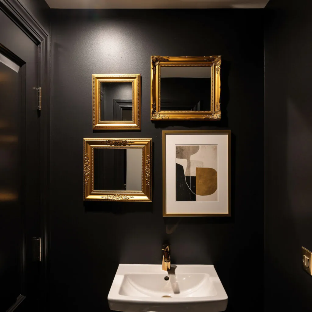 Glam Black and Gold Gallery Wall Ideas for Small Walls