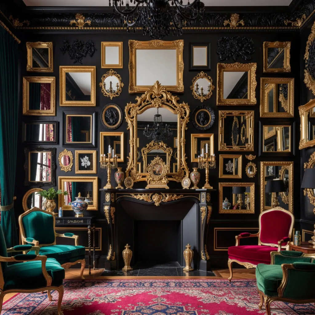 Maximalist Black and Gold Gallery Wall Ideas