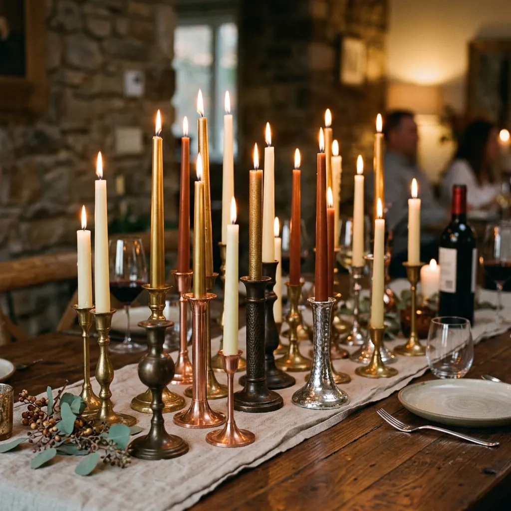 Mixed Metal Candleholders for Fall Ambiance