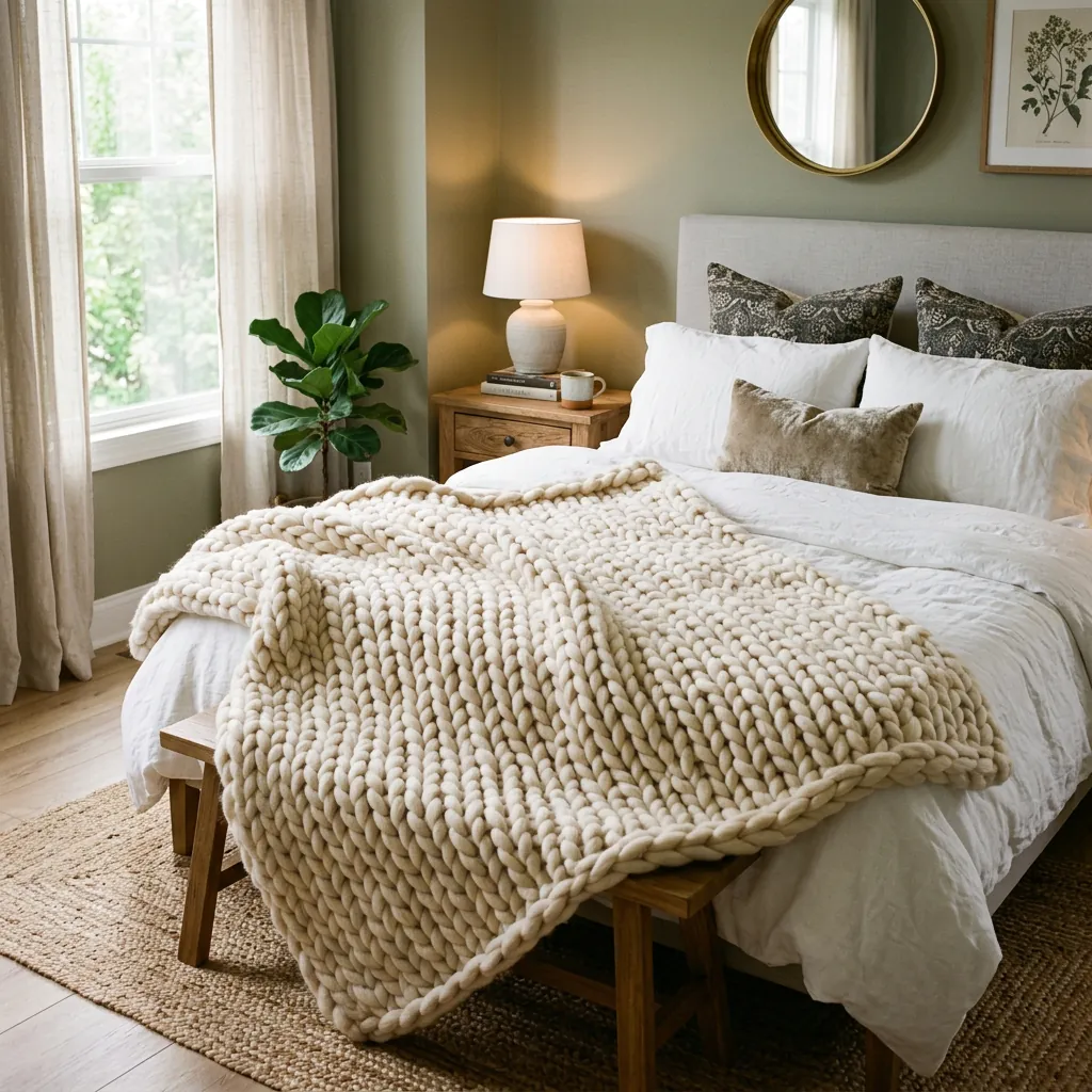 Chunky Knit Throw Blanket Ideas for Bedroom