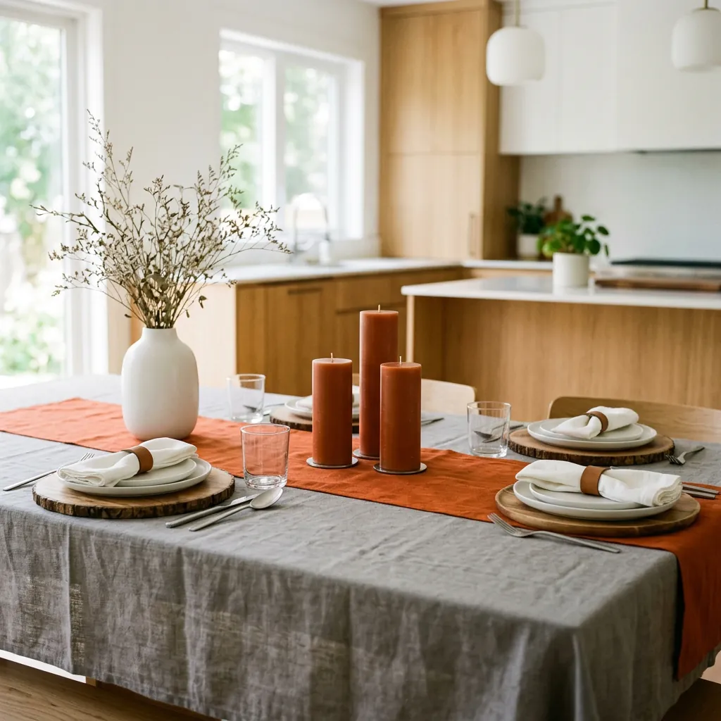 Minimalist Fall kitchen table decor Setup with Single Color Focus