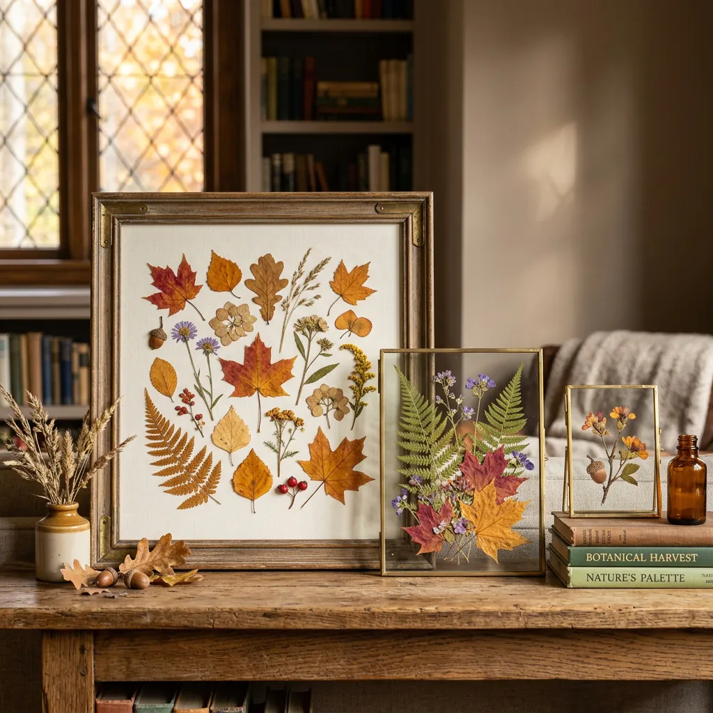 Pressed Leaves and Botanical Fall Arrangement