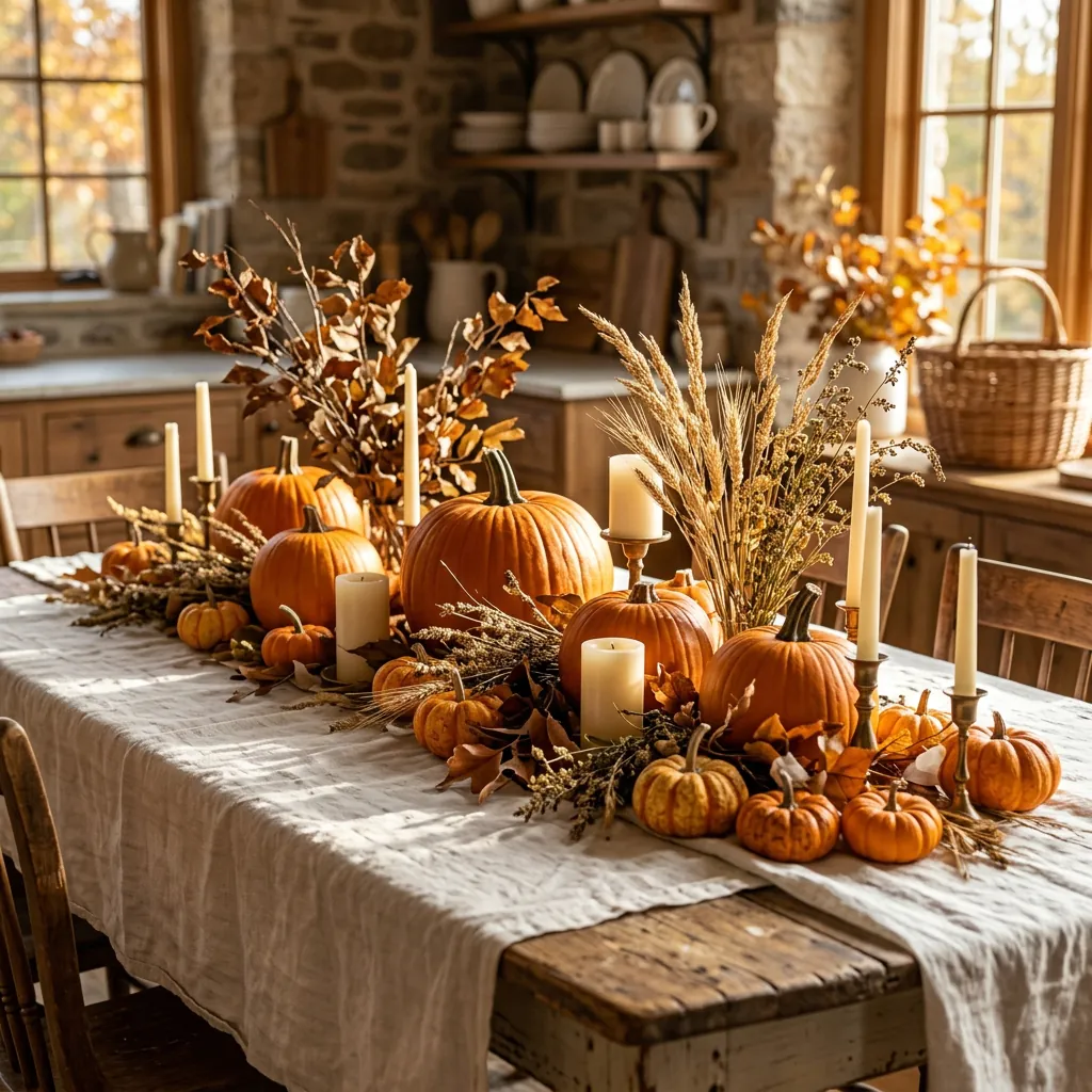 Rustic Pumpkin Centerpiece with Branches