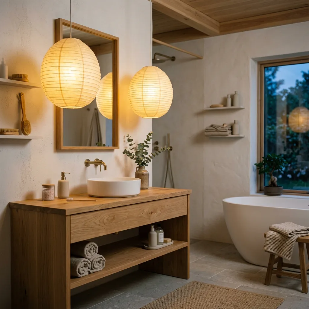 Japandi Bathroom Lighting Ideas