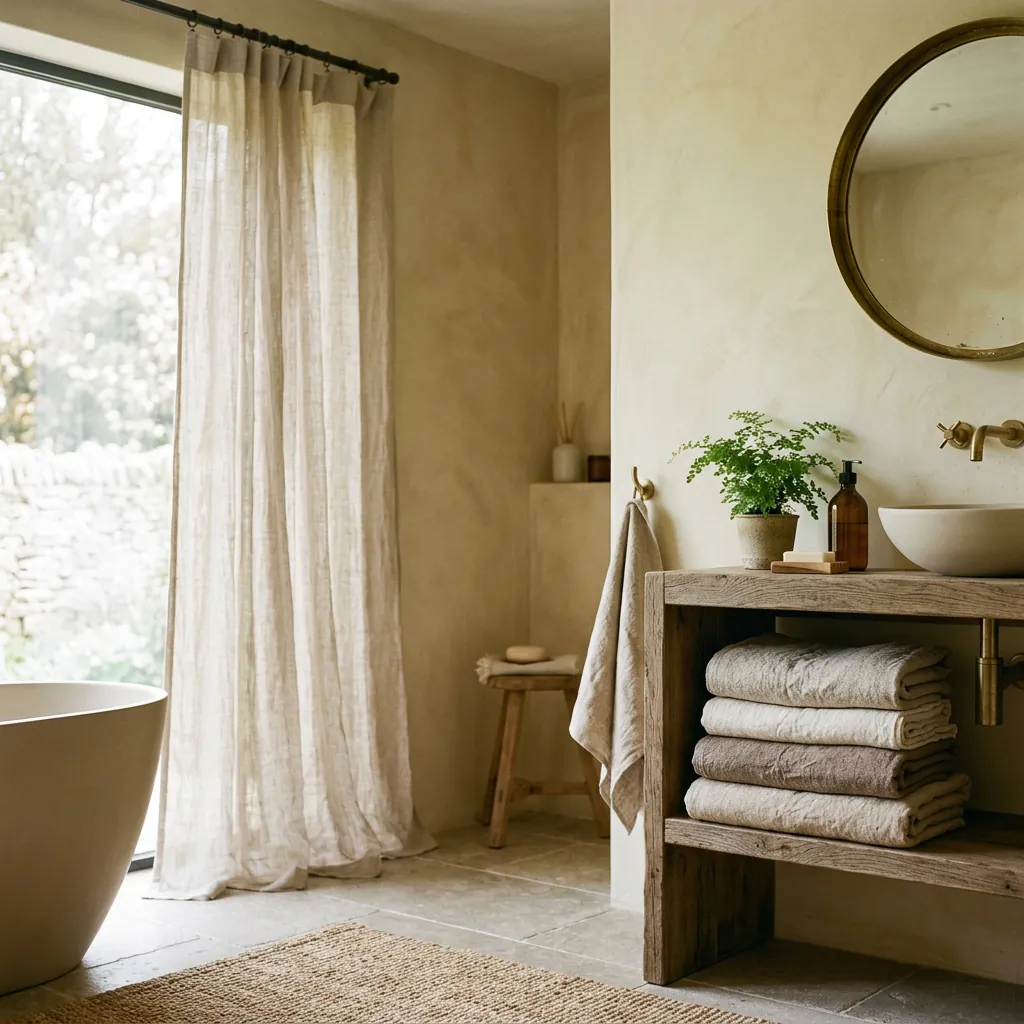 Linen Textile Ideas for Japandi Bathrooms