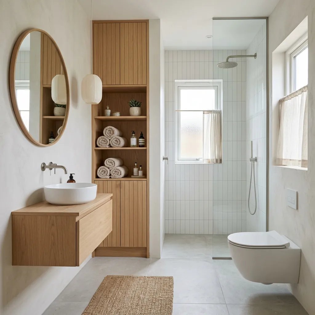 Compact Japandi Bathroom Layout Ideas